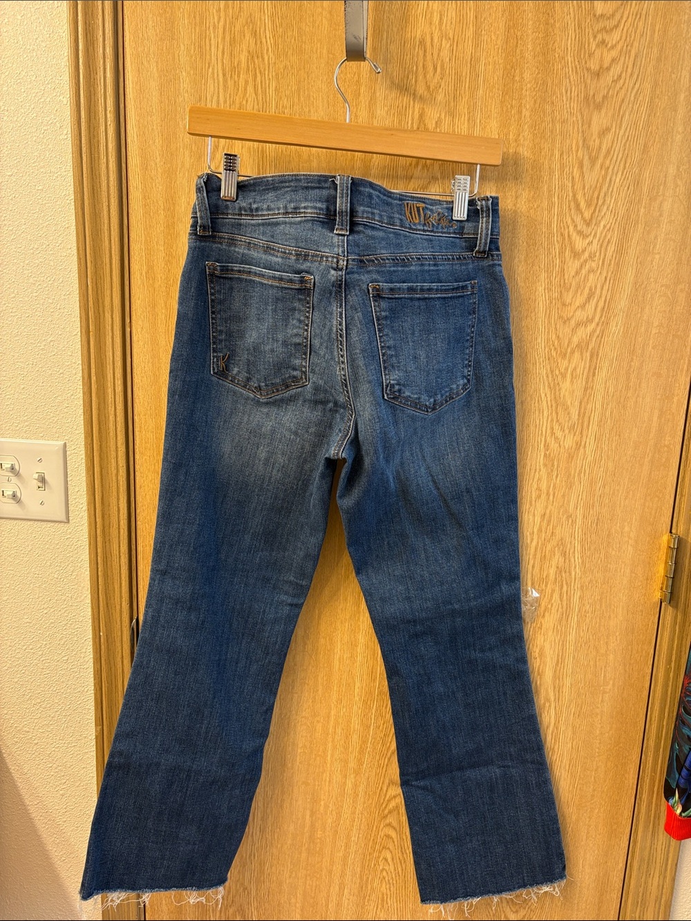 Kut from the Kloth Dark Blue Flare Jeans with Raw Hem - Picture 3 of 3